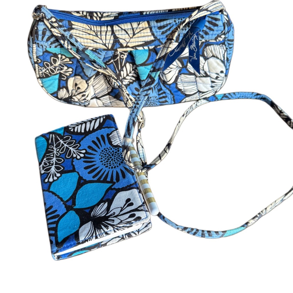 Vera Bradley Blue Bayou Frannie Crossbody Bag & Matching Diary/Notebook